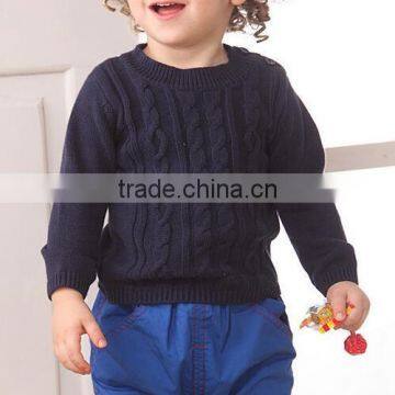 2017 latest design crew neck long sleeve kids cable knitted sweater