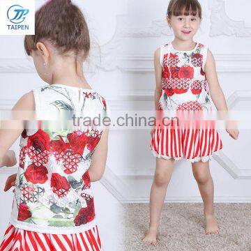 Wholesale Kids Cotton Tank Tops Boutique Baby Girls White Sleeveless T Shirt Summer T-shirt for Flower Print T16356 photo-2