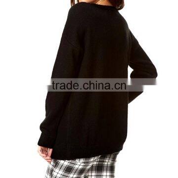 Fashion Wool-blend Crew Neck Custom Loose Knit Sweater photo-3