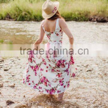 Match Mom And Daughter Clothing Mommy And Me Vintage Style Beach Dress With Flower photo-3
