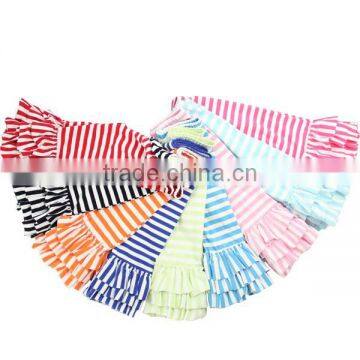 Wholesale Triple Stripe Ruffle Pants 100% Cotton Girls Leggings Pants Boutique Pants photo-2