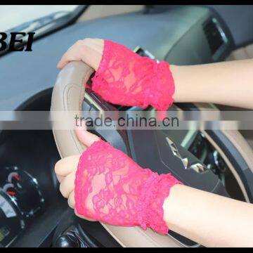 Lace Jacqaurd Sexy Half Hand UV Protect Driving Summer Gloves photo-4