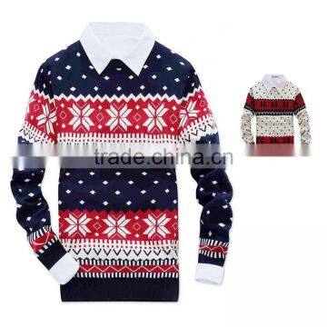 Christmas Mans Brand Clothes Norwegian Jacquard Patterned Tight Pullover Sweater for Wholesale photo-5