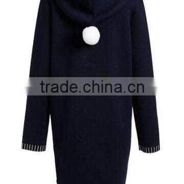 2017 Women's Open Front Heavy Hooded Mongolian Cashmere Coat With Pockets photo-4