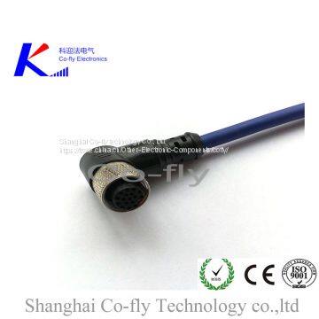 M12 17pin Waterproof Shielded Female Angle Molded Cable Connectors