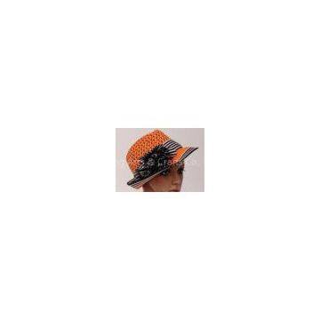 Female Orange Packable Sun Hat / Leisure Hats With 5cm Short Brim For Party Leisure