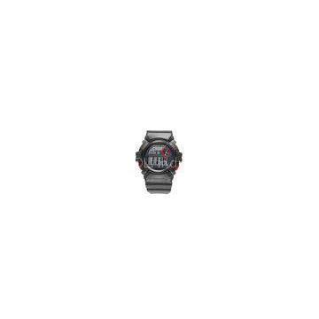 Black Japan Movement LCD Waterproof Sport Watch With EL Backlight  / ABS Case