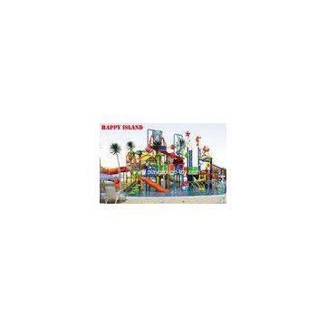 Commercial Water Slides , Fun Water Parks Customized Outdoor Fiberglass Kids