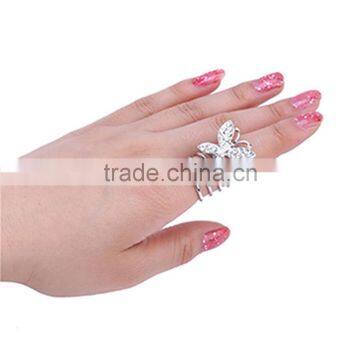 Gold&Silver-plated Alloy Rhinestone Butterfly Knuckle Spiral Rings