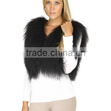 SJ238-01 Canada Fashion Elegant Sheep Fur Vest in Black 2016 photo-3