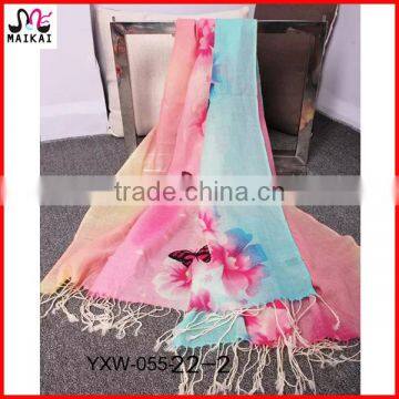 Latest New Design Colourful Butterfly Printing Lady Scarf