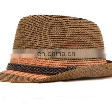 Rope Made Of Hemp Blue Patchwork Curl Straw Hat Jazz Hat