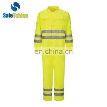 New style yellow hi vis 100% cotton flame retardant safety coverall modacrylic