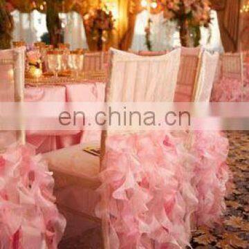 spandex / organza wedding chair skirt iin pink color