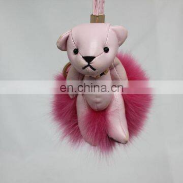 Latest Style Teddy Bear Fox Fur Ball Keychain Handbag Charms photo-2