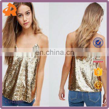 Sexy Sleeve blouse sequin t shirt fashion new design ladies fancy sequin top