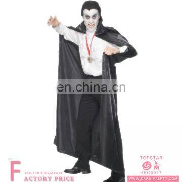 Halloween Fancy unisex Adult 69 inches long white hooded black cape of Vampire costume