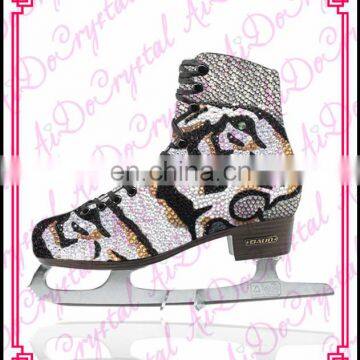 Aidocrystal 2016 hot sale fashion newest custome crystal figure ice skating shoes