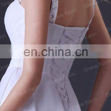 2015 Grace Karin Women's Special Occasion Bridesmaid Dress Middle Thigh Length White Formal Bridesmaid Dress CL3470 photo-4