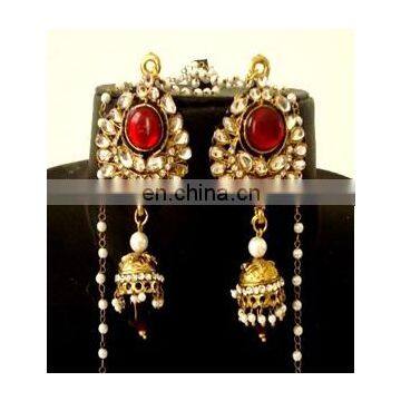 Indian Kundan Kashmiri Jhumka Earring-Kashmiri Jhumka Ethnic Jewellery-Fashion Earrings for Women-Wholesale Pearl Jhumka earring