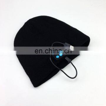 Custom Logo Blue-tooth Wool Knitted Beanie Hat for Men photo-4