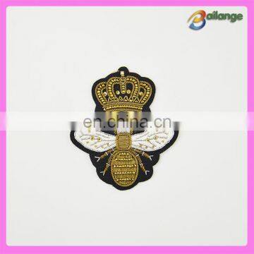 Gold metallic embroidery patch for fashion garment