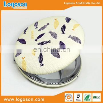 Latest stainless iron material pocket mirror with fish logo mini pocket mirror