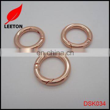 30mm Shiny Rose Gold Zinc Alloy Round Carabiner Hook for Leather Bag