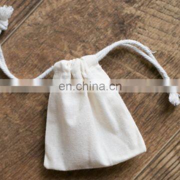 2016 white simple style drawstring cotton linen pouch bag