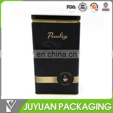 black matte colored rectangular coffee tin box wholesale