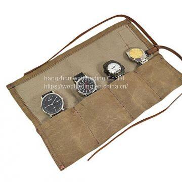 waxed canvas travel roll organizer holds up to 4 watches