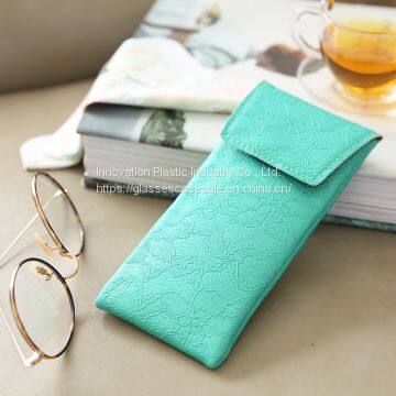 Eyeglass Pouch for Myopic glasses and Accessories; Simple Leather Sunglasses Holder with VELCRO