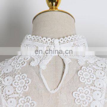 Casual Lace Turtleneck Long Sleeve Ruffles Perspective Mesh Women's Blouses