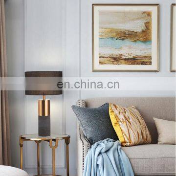 Black Gold Fabric Cement Base Modern Lamp Shade Bedside Hotel Luxury Light Table Lamp photo-2