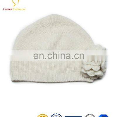 Baby Cashmere Blank Winter Beanie Hats and Caps With Flower photo-2