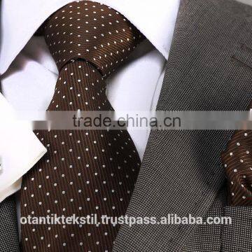 Brown, Polka, Dot, Necktie set, pocket square and cufflink set neck tie, corbata, gravate, krawatte, cravatta, fashion tie