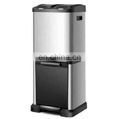 Luxury Three in One design 32L Large Garbage Bins Indoor Classification Recycle Bin Large Capacity Pedal Trash Can