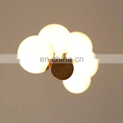 High Quality Nordic Luxury Modern Pendant Light Living Room Hotel Wooden Glass G9 LED Chandelier for Decor