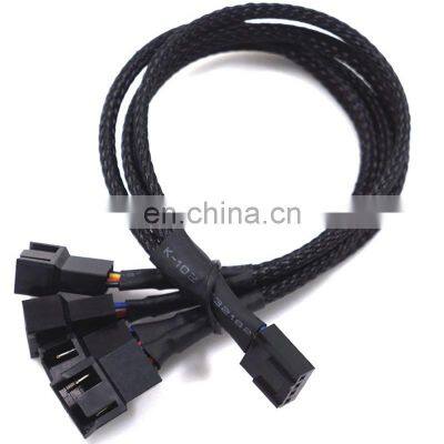 Black 4 Pin Pwm Fan Cable 1 To 2/3/4 Ways Splitter Black Sleeved 27cm Extension Cable Connector PWM Extension Cables photo-4