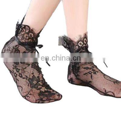 Japanese sweet lace side slim velvet pile female socks summer transparent breathable women fashion dress socks