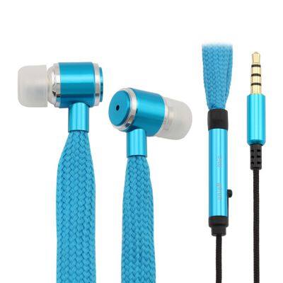 Air Tube Rope Braided Flat Cable Wired Earphones With MIC Headset photo-2
