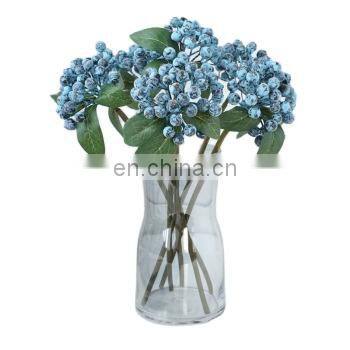 Wholesale Home Decor Table Top Plastic Decorative Flowers and Plants Blue Plants Artificial Flower Mixed Berries Goji