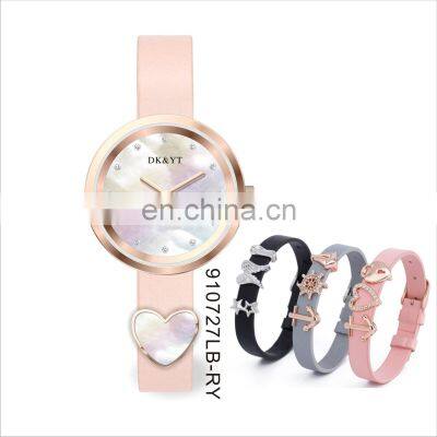 Custom Logo Genuine Leather Private Label Slim Jewelry Lady Watch Waterproof Changeable Strap Watch Diamond Watch Women Luxury