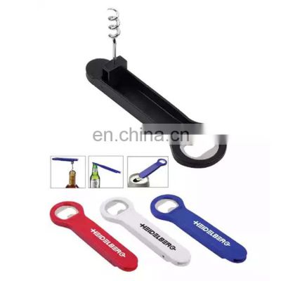 Promotion Custom Logo New Design Corkscrew Bottle Opener Multifunctional Manual Plastic Wine And Beer Bottle Opener