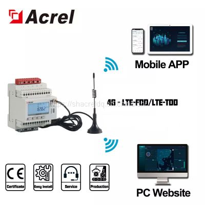 Acrel ADW300 IoT 3-phase Wireless Smart Energy Meter Communication Methods 4G LTE 3x1(6)A AC For Building Factory Smart Grids