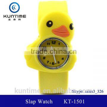 cute little yellow duck slap watch kids slap watch