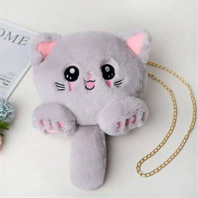 019 2023 New Cute cat plush bag autumn and winter new design women's messenger bag cartoon girls chain bag wholesale