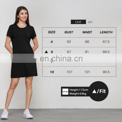 Side Silt Loose Golf Tennis Dresses Women Short Sleeve Wholesales Casual Tennis Skirts 80Nylon 20Spandex photo-4