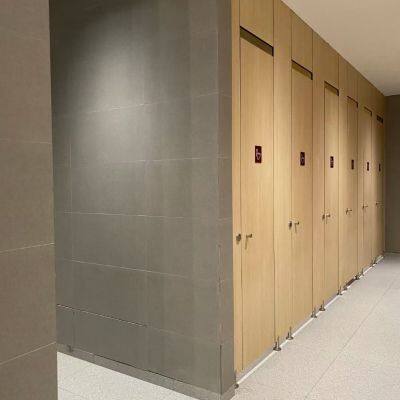 HPL cpmpact waterproof toilet cubicle system Commercial Shower Toilet Cubicle Partition Material