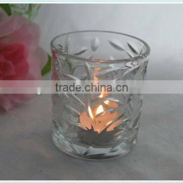 clear cracked glass candle holder